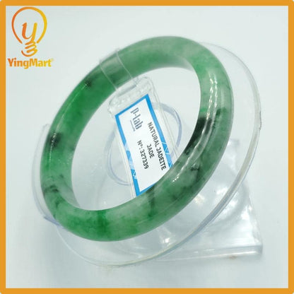 Yingmart 54mm PNJ Certified Natural Color Green White  Natural Jadeite Jade Bangle Bracelet, Real Gemstone Gift for Her Mom Sister Grandma