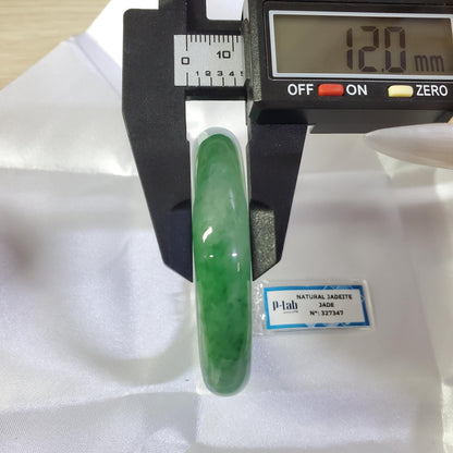 Yingmart 55mm PNJ Certified Natural Color Green White  Natural Jadeite Jade Bangle Bracelet, Real Gemstone Gift for Her Mom Sister Grandma