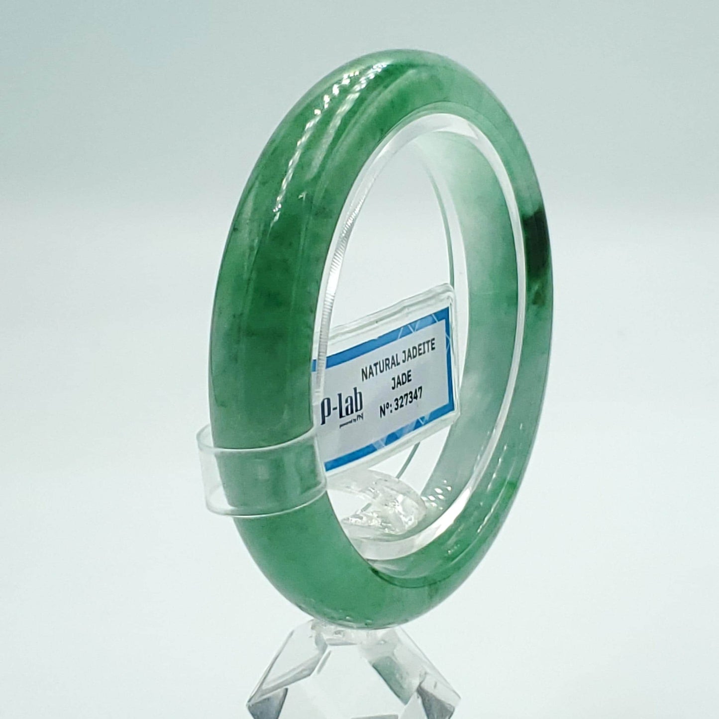 Yingmart 55mm PNJ Certified Natural Color Green White  Natural Jadeite Jade Bangle Bracelet, Real Gemstone Gift for Her Mom Sister Grandma