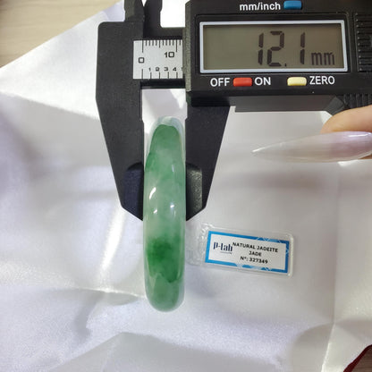 Yingmart 52mm PNJ Certified Natural Color Green White  Natural Jadeite Jade Bangle Bracelet, Real Gemstone Gift for Her Mom Sister Grandma