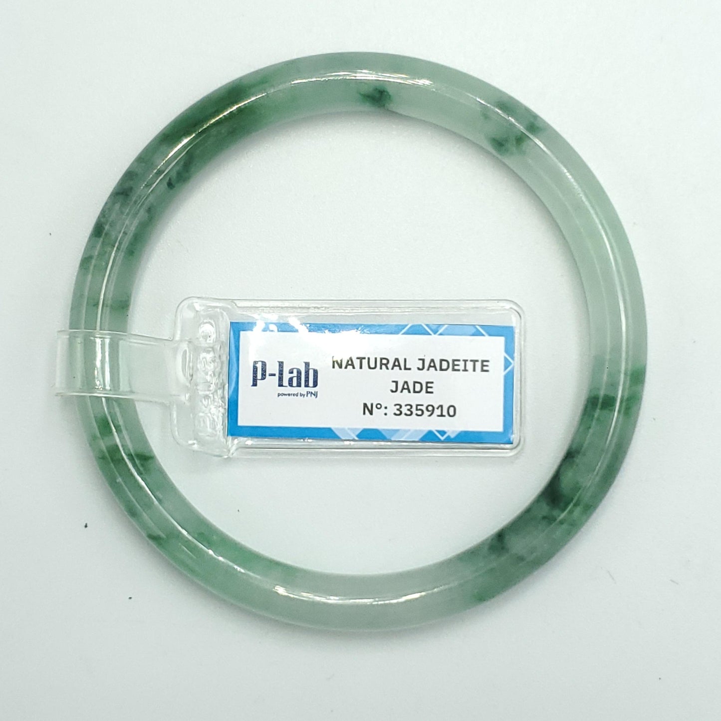 Yingmart 54mm PNJ Certified Natural Color Green Grey White Natural Jadeite Jade Bangle Bracelet, Real Gemstone Gift for Mom Sister Grandma