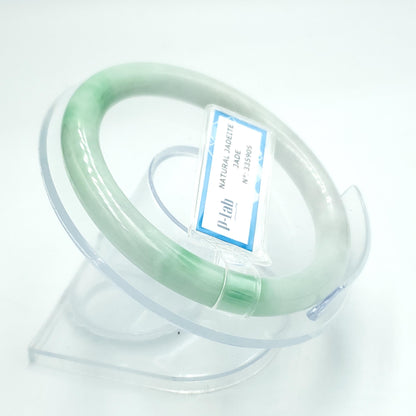 Yingmart 56mm PNJ Certified Natural Color Green White Natural Jadeite Jade Bangle Bracelet, Real Gemstone Gift for Her Mom Sister Grandma