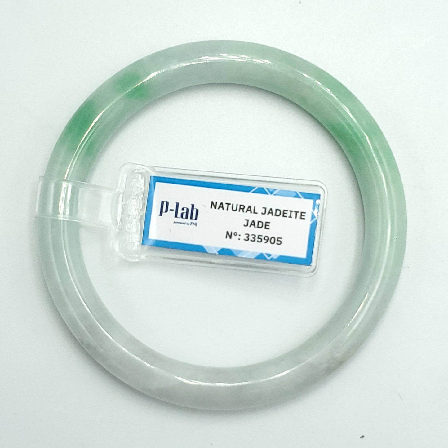 Yingmart 56mm PNJ Certified Natural Color Green White Natural Jadeite Jade Bangle Bracelet, Real Gemstone Gift for Her Mom Sister Grandma