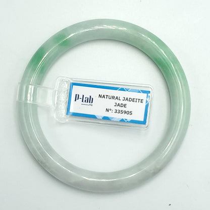 Yingmart 56mm PNJ Certified Natural Color Green White Natural Jadeite Jade Bangle Bracelet, Real Gemstone Gift for Her Mom Sister Grandma
