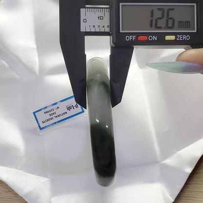 Yingmart 63mm PNJ Certified Natural Color White Grey Green Natural Jadeite Jade Bangle Bracelet, Real Gemstone Gift for Mom Sister Grandma
