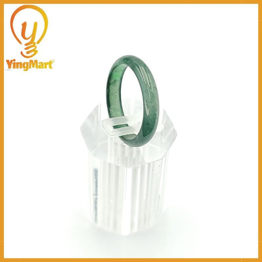 Yingmart 17mm Genuine Green Natural Type A Jadeite Ring, Burmese Myanmar Gemstones, Real Gemstone Ring, Vintage Jewelry Gift for Mom Grandma