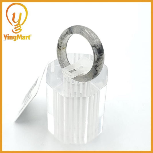 Yingmart 16mm Genuine Grey Black Natural Type A Jadeite Ring, Burmese Myanmar Gemstones, Real Gemstone Ring, Vintage Jewelry Gift Mom Sister