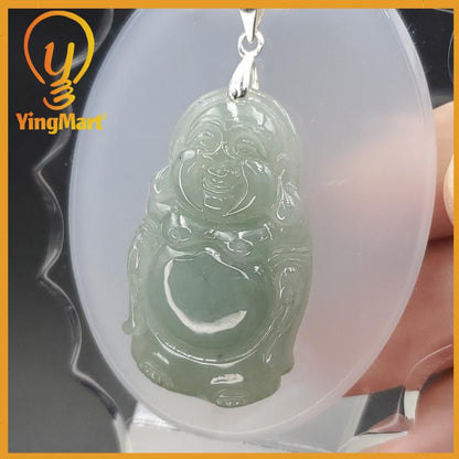 Yingmart Light Blue Hulu Genuine Jadeite Jade Grade A Hand Craving Pedant With Hook Setting Necklace For Her, Sister, Mom, GrandMother