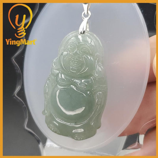Yingmart Light Blue Hulu Genuine Jadeite Jade Grade A Hand Craving Pedant With Hook Setting Necklace For Her, Sister, Mom, GrandMother