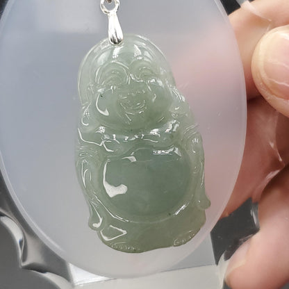 Yingmart Light Blue Hulu Genuine Jadeite Jade Grade A Hand Craving Pedant With Hook Setting Necklace For Her, Sister, Mom, GrandMother