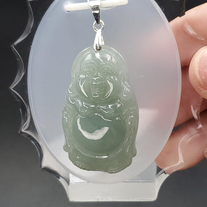 Yingmart Light Blue Hulu Genuine Jadeite Jade Grade A Hand Craving Pedant With Hook Setting Necklace For Her, Sister, Mom, GrandMother