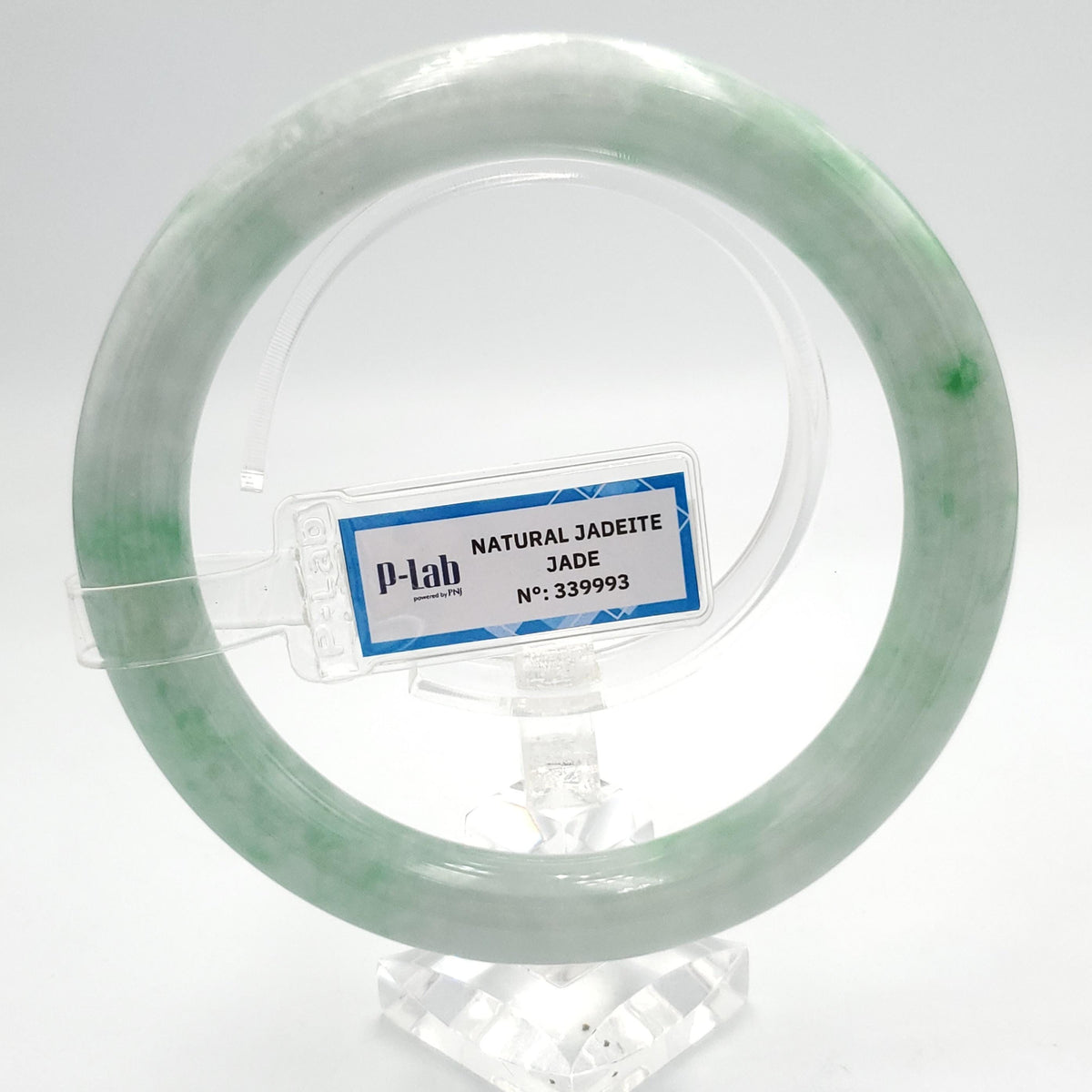 Certified 67 mm Natural Jade Bangle Green White PNJ 339993 Yingmart