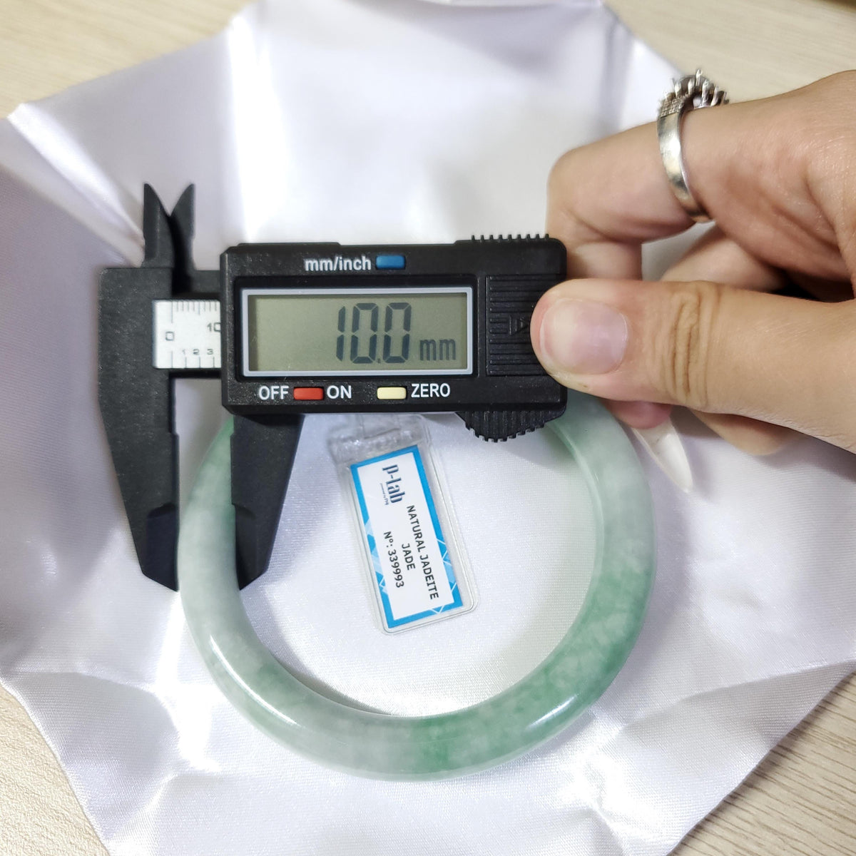 Certified 67 mm Natural Jade Bangle Green White PNJ 339993 Yingmart