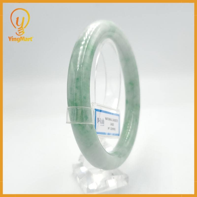 Certified 67 mm Natural Jade Bangle Green White PNJ 339993 Yingmart