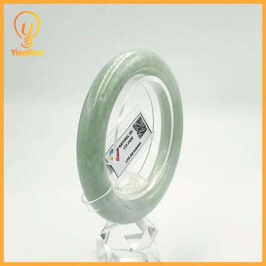 Certified Grey White Jade Bangle 54mm, Real Jade Bracelet Gift for Her, Lucky Feng Shui Jewelry