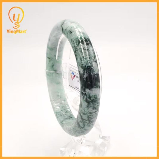 Certified 62 mm Genuine Jade Bangle Grey Green Black Liulab 356859 Yingmart