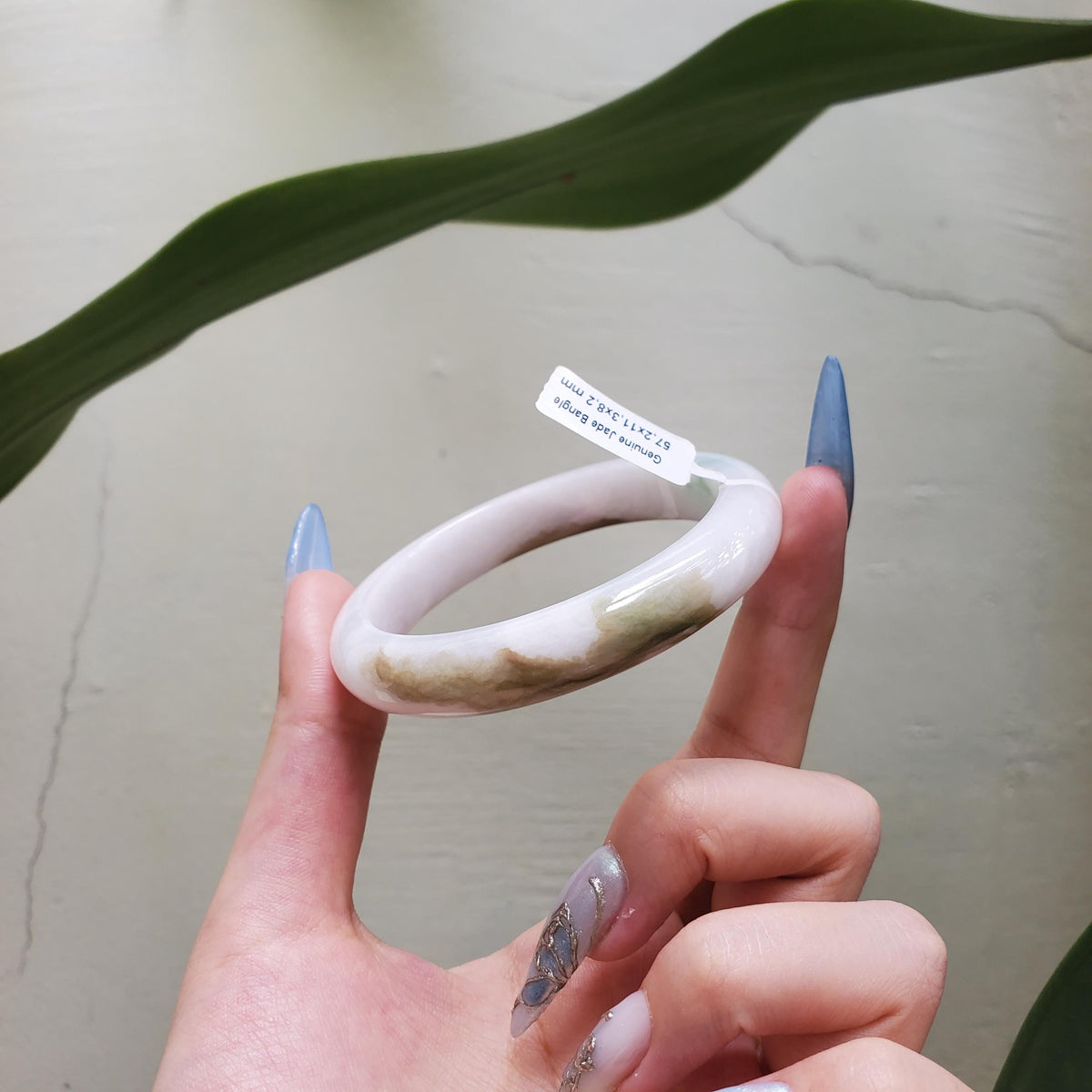 Genuine 57 mm Genuine Jade Bangle White Light Green Purple SH026030700084 YingMart