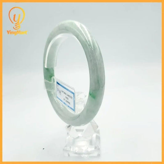 Certified Green White Jade Bangle 61mm, Real Jade Bracelet Gift for Her, Lucky Feng Shui Jewelry