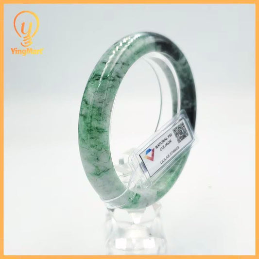 Certified 61 mm Genuine Jade Bangle Grey Green Black Liulab 576623 Yingmart