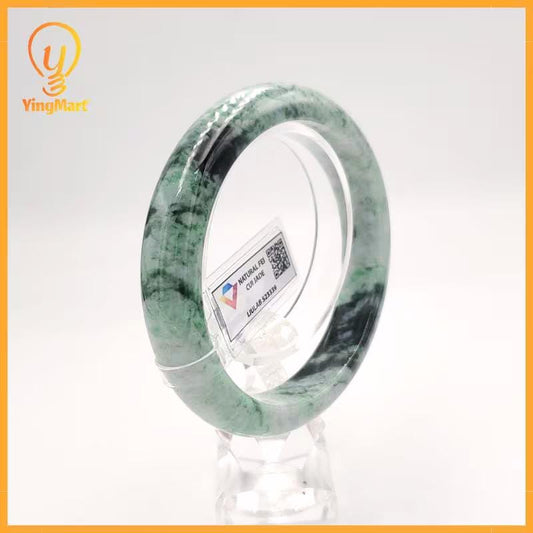 Certified 61 mm Genuine Jade Bangle Grey Green Black Liulab 523339 Yingmart