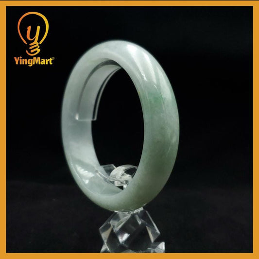 Genuine 57 mm Genuine Jade Bangle Light Green White SH026021100746 YingMart