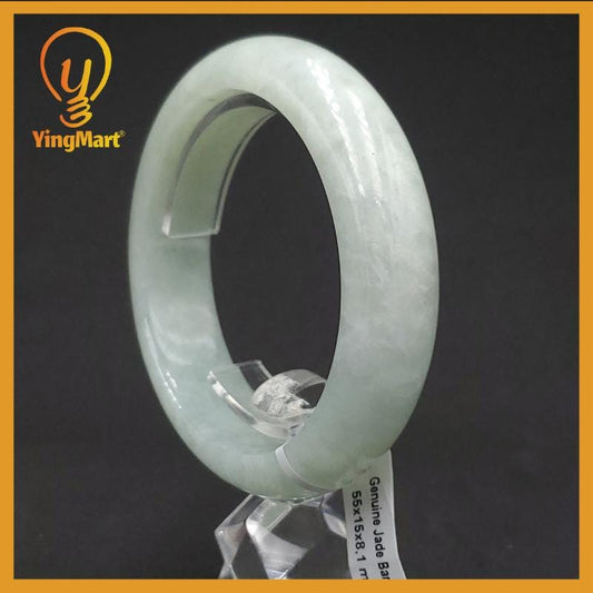 Genuine 55 mm Genuine Jade Bangle Light Green White SH026021100712 YingMart