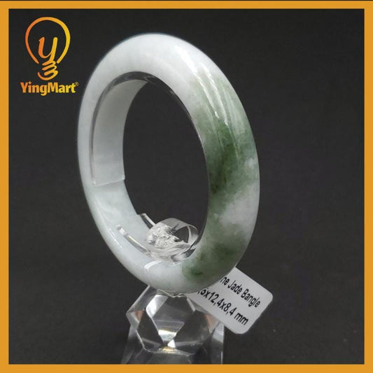 Genuine 50 mm Genuine Jade Bangle White Green SH026030700023 YingMart