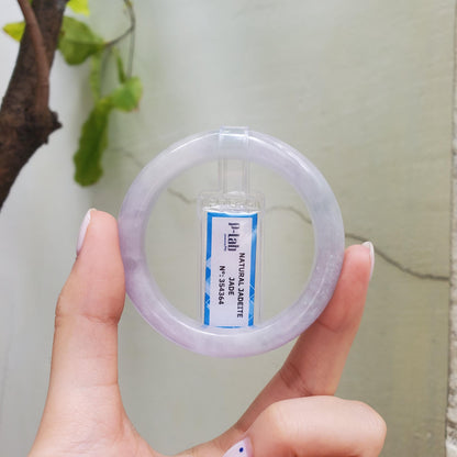 Certified 47 mm Natural Jade Bangle Light Greyish Green Purple White PNJ 354364 YingMart