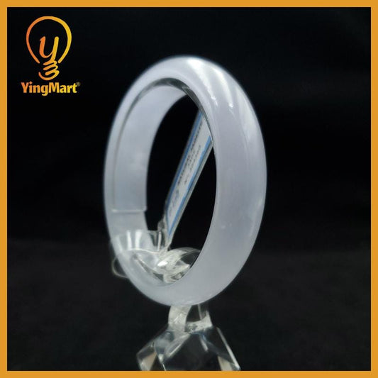 Certified 51 mm Natural Jade Bangle Greenish Grey White Light Purple PNJ 354360 YingMart