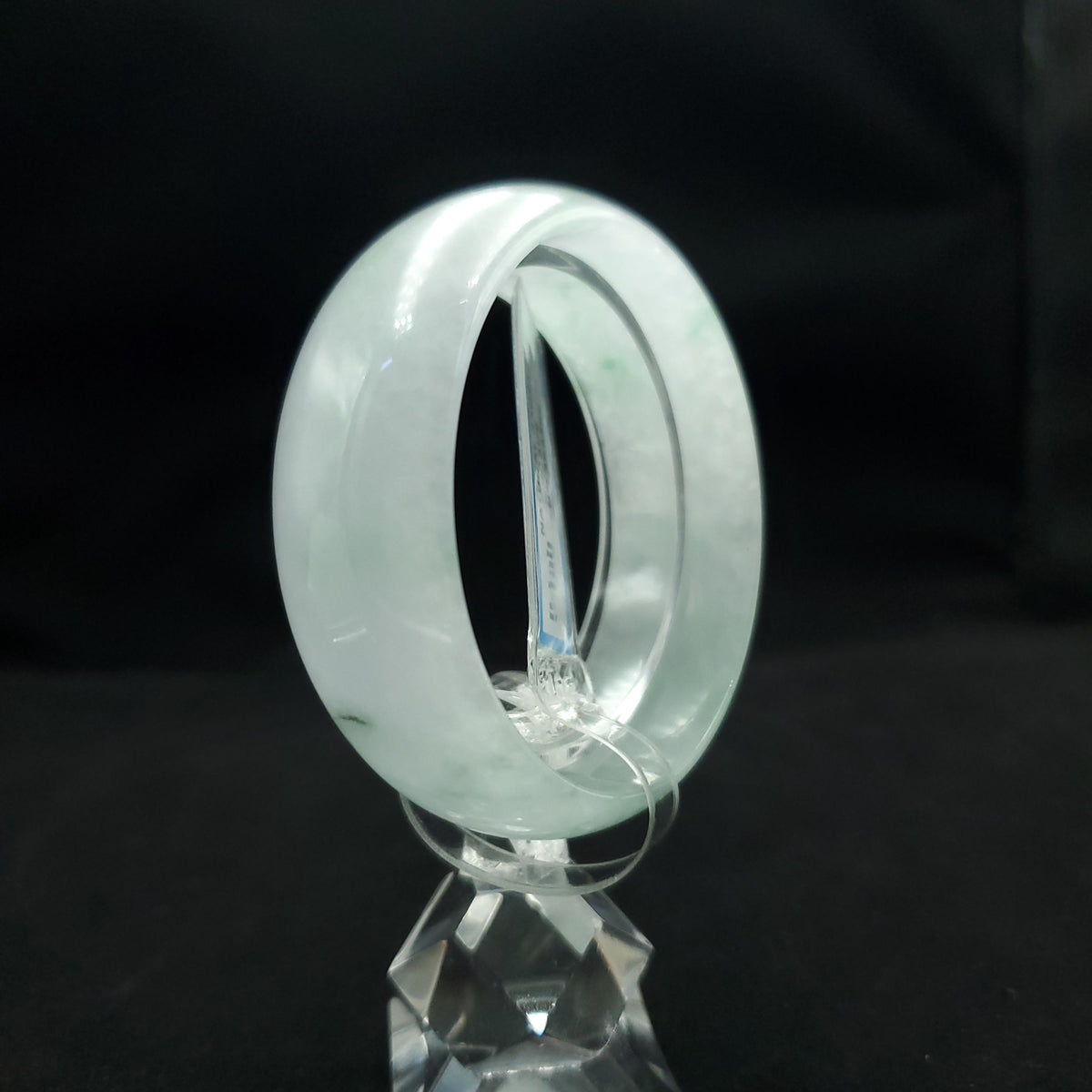 Certified 50 mm Natural Jade Bangle Green White Grey White PNJ 354366 YingMart