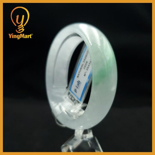 Certified 50 mm Natural Jade Bangle Green Grey White PNJ 354368 YingMart