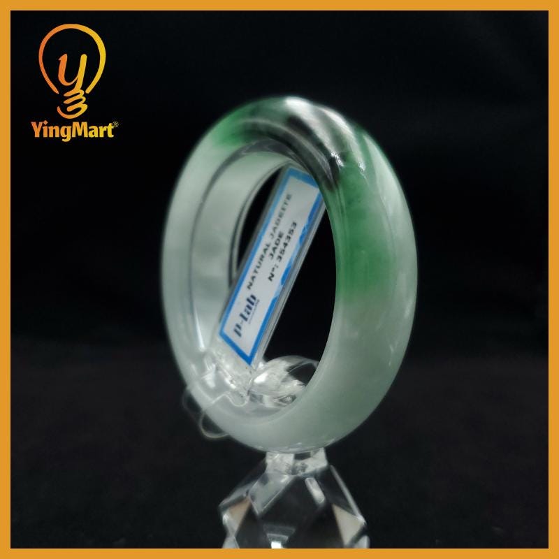 Certified 47 mm Natural Jade Bangle Green Grey White Brown Black PNJ 354353 YingMart