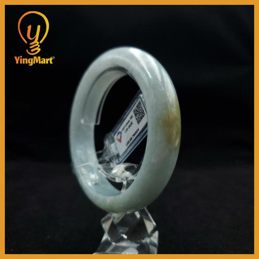 Genuine 59 mm Genuine Jade Bangle White Light Grey Green LIULAB790954 YingMart