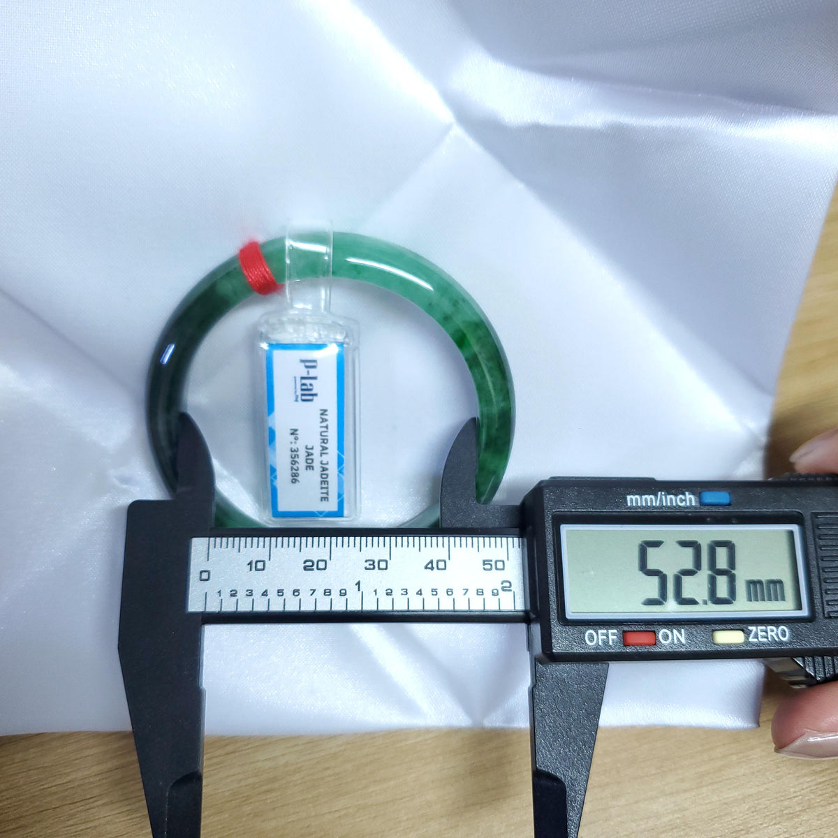 Certified 52 mm Natural Jade Bangle Dark Green Grey White Brown PNJ 356286 YingMart