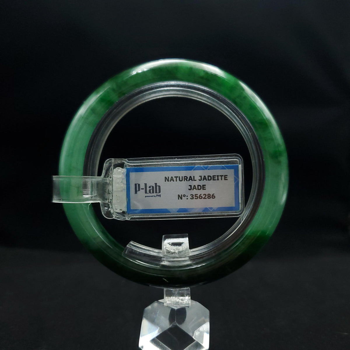 Certified 52 mm Natural Jade Bangle Dark Green Grey White Brown PNJ 356286 YingMart