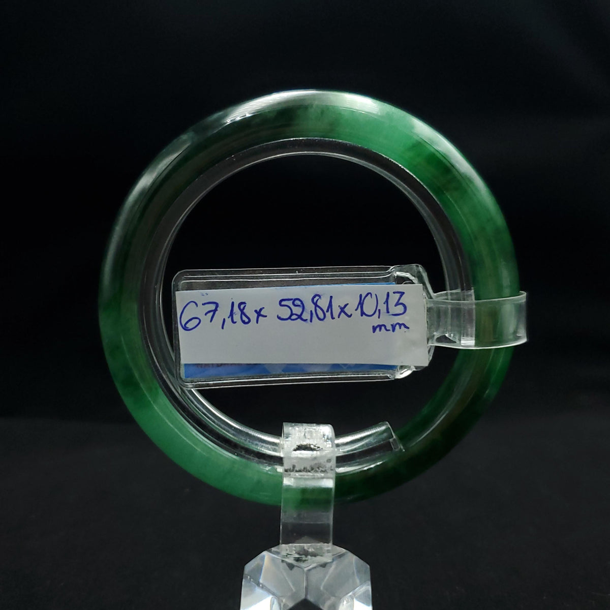 Certified 52 mm Natural Jade Bangle Dark Green Grey White Brown PNJ 356286 YingMart