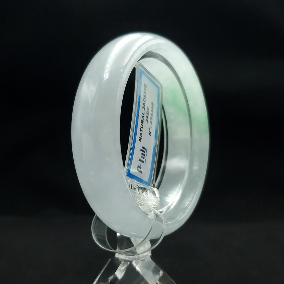 Certified 50 mm Natural Jade Bangle Green Grey White PNJ 354368 YingMart