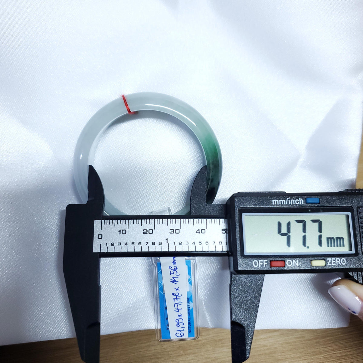 Certified 47 mm Natural Jade Bangle Green Grey White Brown Black PNJ 354353 YingMart