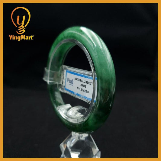 Certified 52 mm Natural Jade Bangle Green Grey White Brown Black PNJ 356280 YingMart
