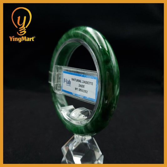 Certified 51 mm Natural Jade Bangle Green Grey White Brown Black PNJ 356282 YingMart