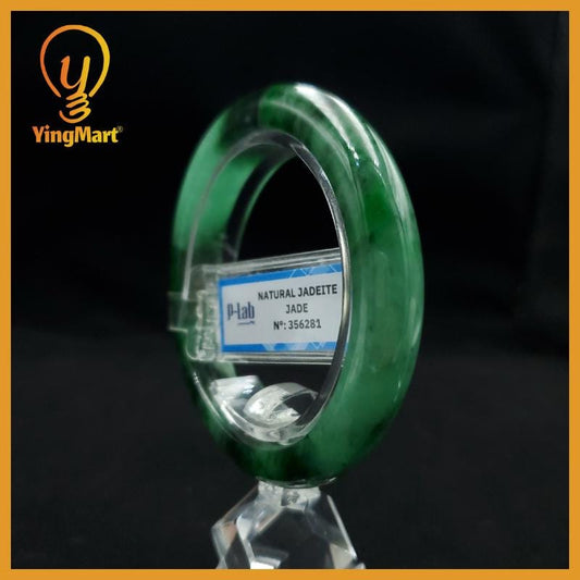 Certified 52 mm Natural Jade Bangle Green Grey White Brown Black PNJ 356281 YingMart