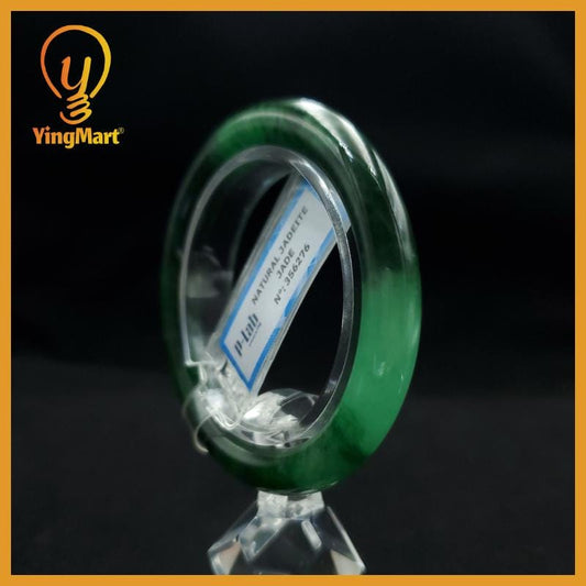 Certified 49 mm Natural Jade Bangle Light Green Grey White Brown Black PNJ 356276 YingMart