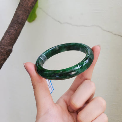 Certified 52 mm Natural Jade Bangle Green Grey White Brown Black PNJ 356279 YingMart