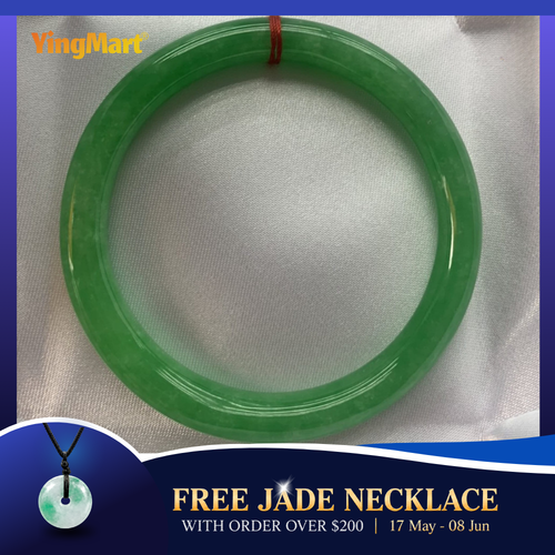 Green Jadeite Jade Bangle Bracelet 45–75mm | Vintage Gemstone Jewelry for Men – Mother's Day gift – Elegant Gift Bracelet for Sister Grandma