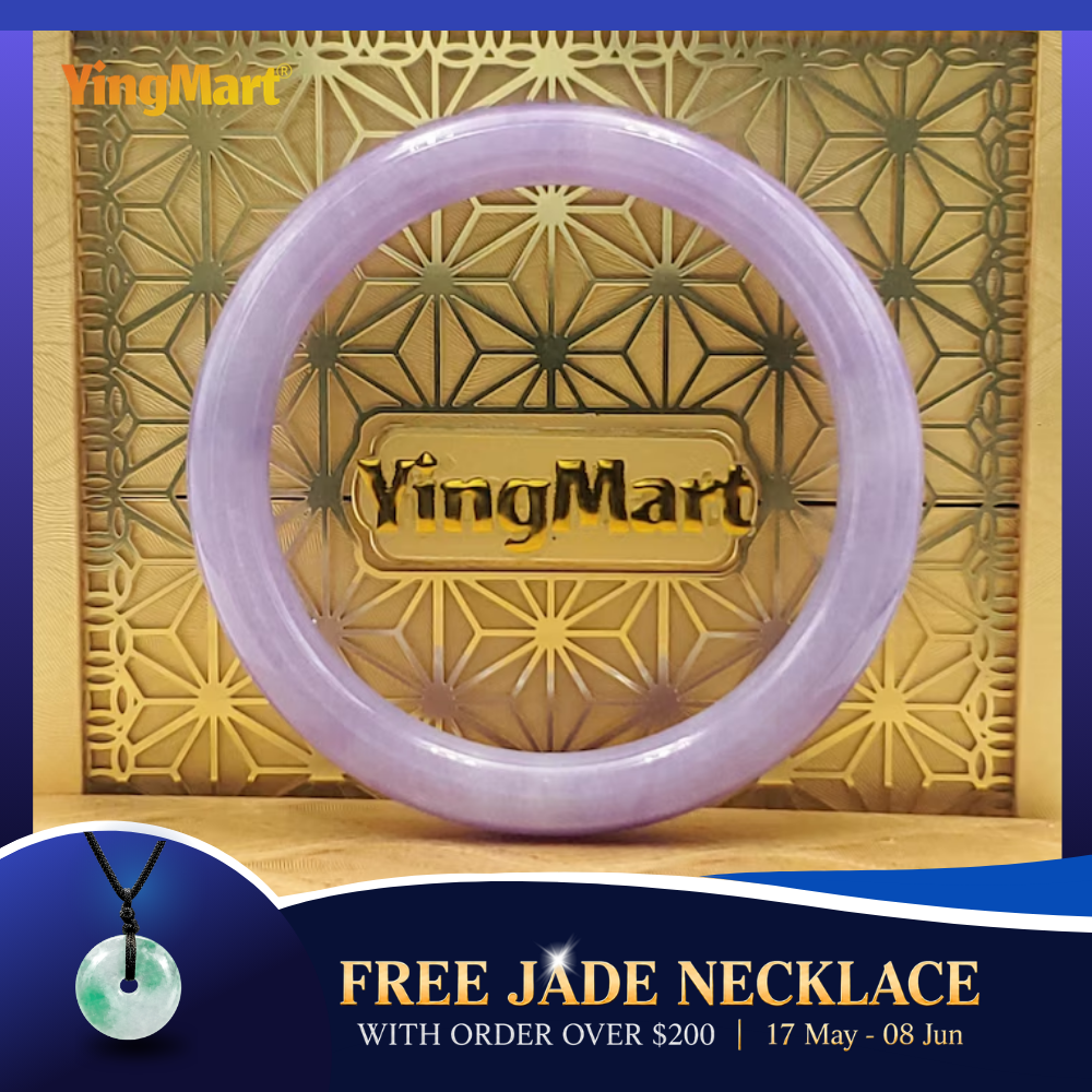 High Quality 48–72mm Jadeite Jade Purple YingMart Bangle Bracelets Gift for Her Mom Feng Shui Grandma Sister Mens
