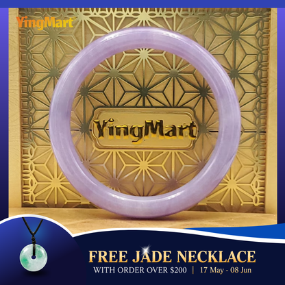 High Quality 48–72mm Jadeite Jade Purple YingMart Bangle Bracelets Gift for Her Mom Feng Shui Grandma Sister Mens