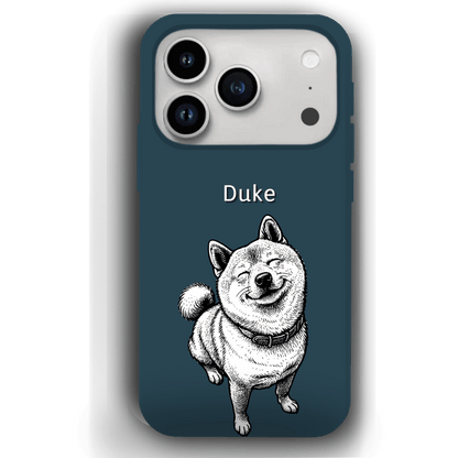 Custom Black & White Pet Phone Case for iPhone 17 by YingMart – Custom Photo Personalized Pet Line Art Design with Pet Name