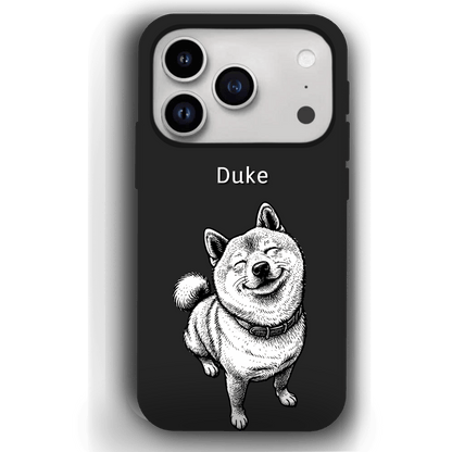 Custom Black & White Pet Phone Case for iPhone 17 by YingMart – Custom Photo Personalized Pet Line Art Design with Pet Name