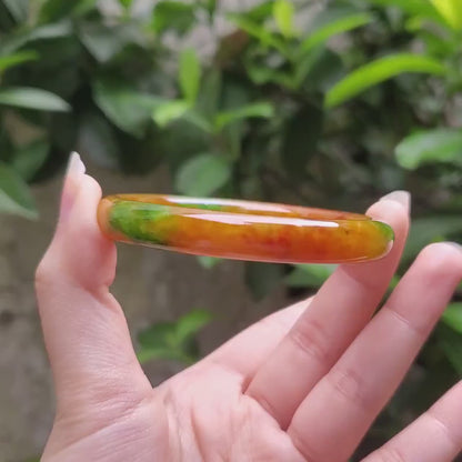 High Quality 48–72mm Jadeite Jade Yellow Green Spot YingMart Bangle Bracelets Gift for Her Mom Feng Shui Grandma Sister Mens