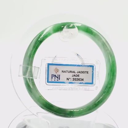 Jade Bangle 54mm PNJ202634 Certified | Yingmart Natural Color Green White to Green, Light Grey Jadeite Jade Bracelet for Men, Women.